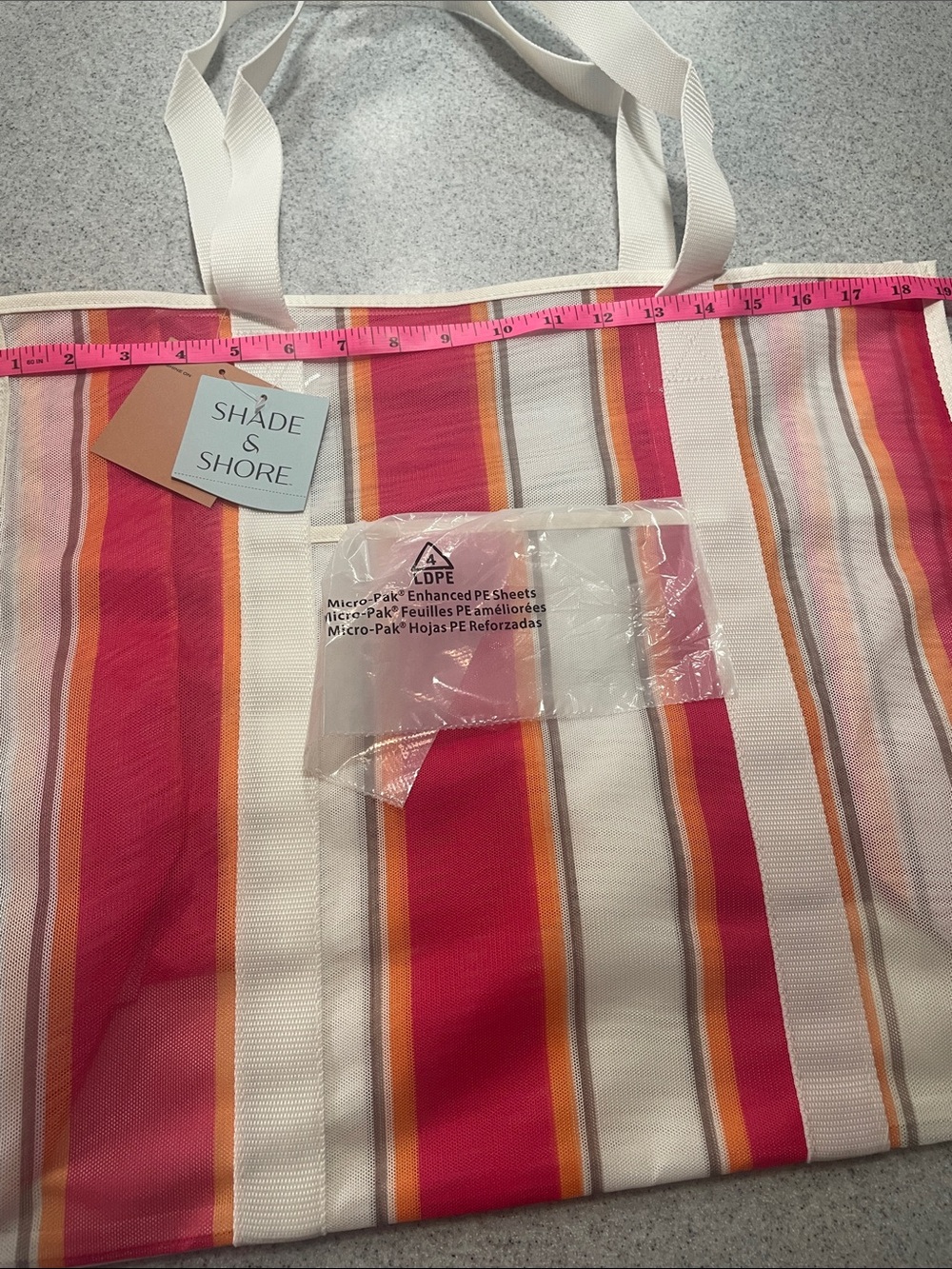 Shade & Shore Pink, Orange and White Stripe Beach Tote